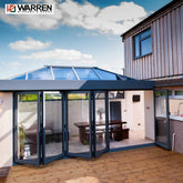 Warren Manufacture Price Aluminium alloy Double Pane Low E Glass Folding Patio Doors Folding Exterior Doors